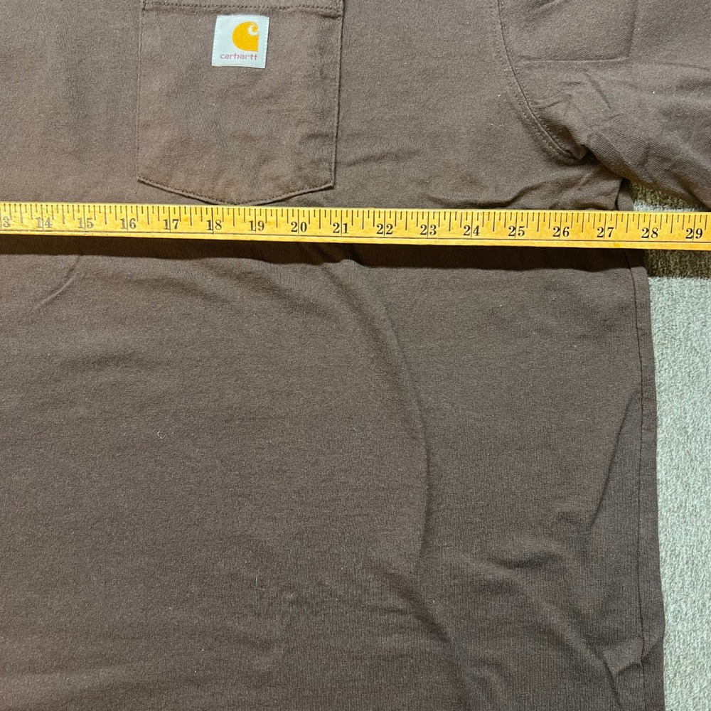 Carhartt Mens K87 DKB Workwear Pocket T-Shirt Dark Brown 2XL Original Fit Cotton - Picture 4 of 8